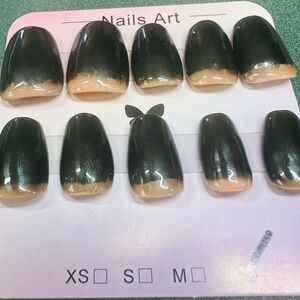 Black and Nude Ombre False Nails Set